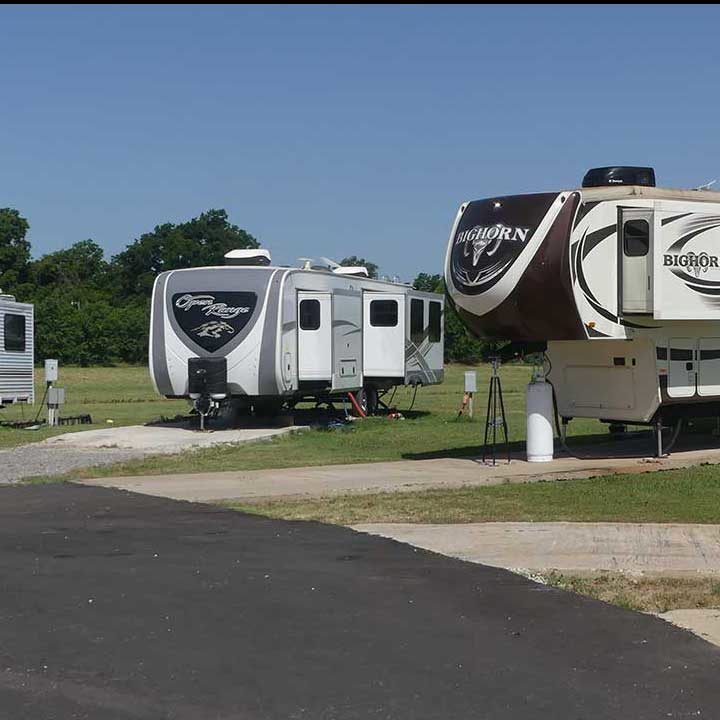 Spacious , Paved sites at Time Out RV Park in Chickasha, OK features 30 and 50 amp electrical service..